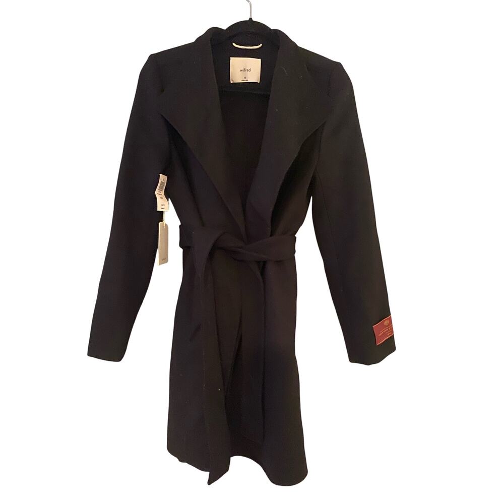 NWT Wilfred Black Virgin Wool and Cashmere Coat Size XS